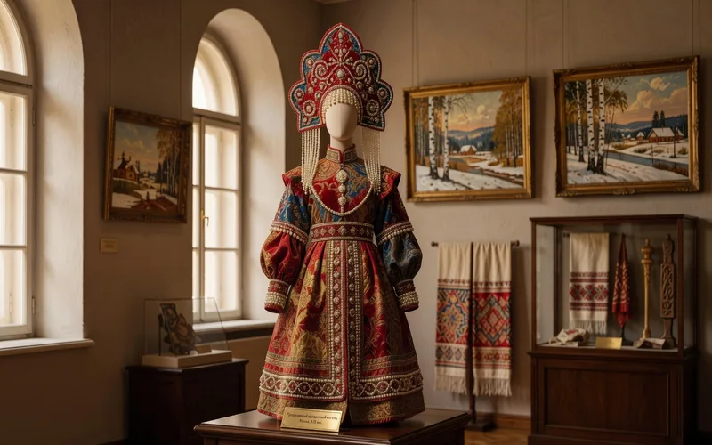 Femme russe portant un chale traditionnel - Heritage vestimentaire russe