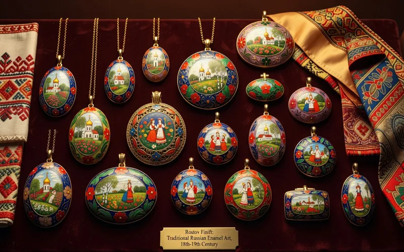 Email peint de Rostov Veliki : broche ovale representant des fleurs en miniature sur fond d'email blanc, sertie dans un cadre d'argent