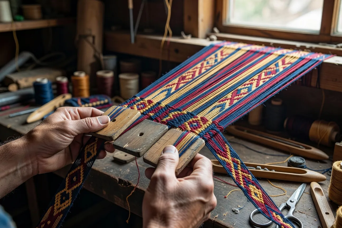 Technique du tissage aux cartons pour realiser un poyas traditionnel