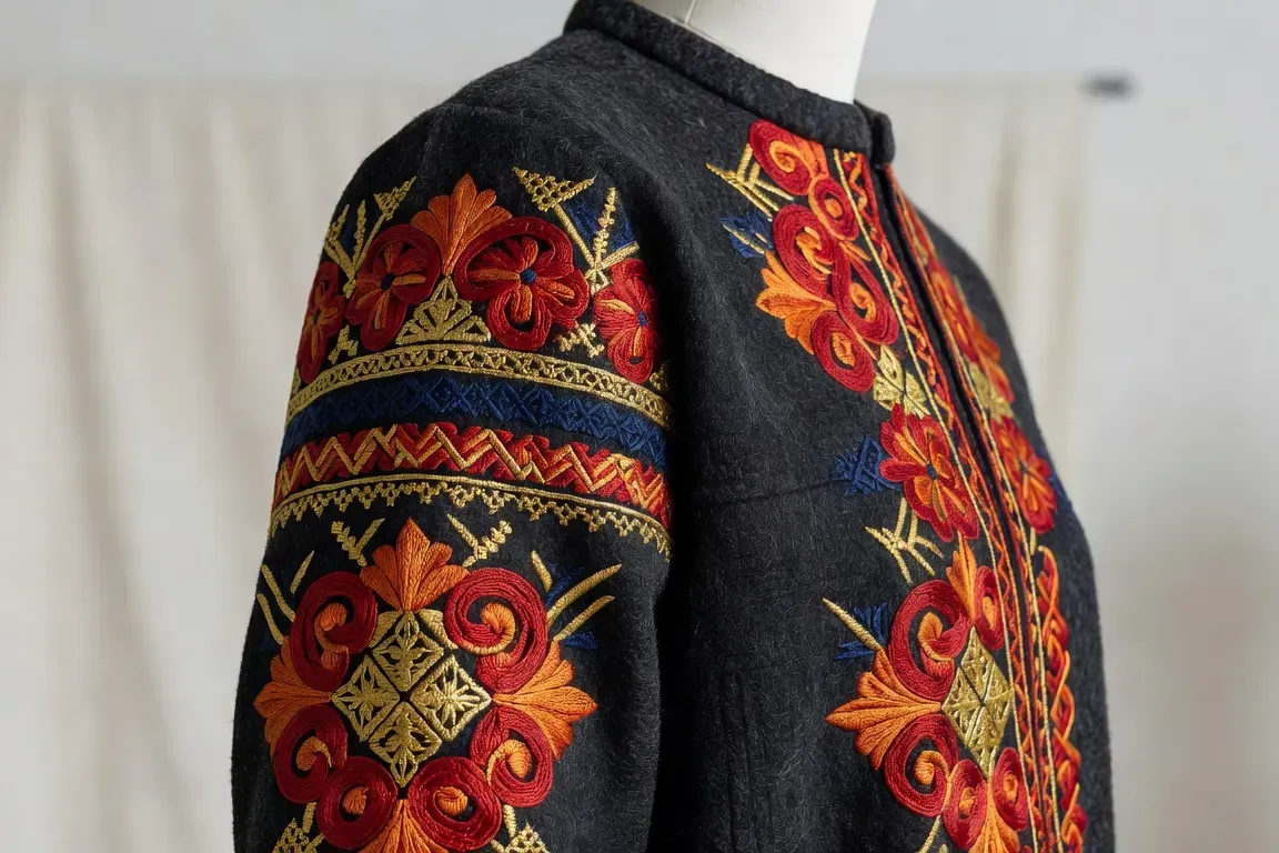Accessoires de mode inspirés des traditions russes : châle brodé et bijoux slaves
