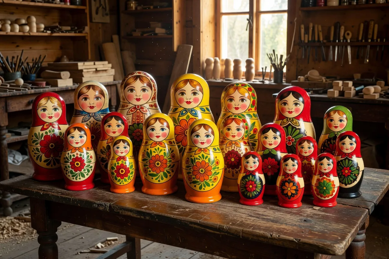 Collection de matriochkas régionales russes