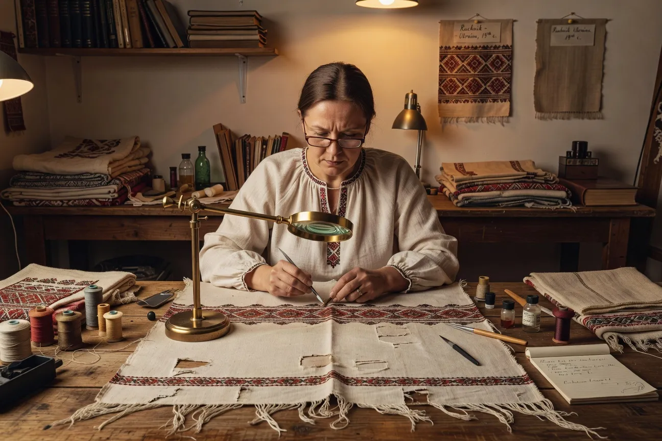 Olga Manceau, restauratrice de broderies slaves à Bordeaux