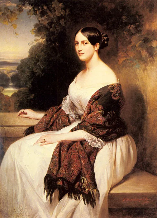 Franz Xaver Winterhalter - Portrait de Mme Ackermann avec chale de cachemire