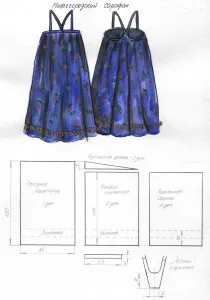 Schema de coupe du sarafane russe moskovets